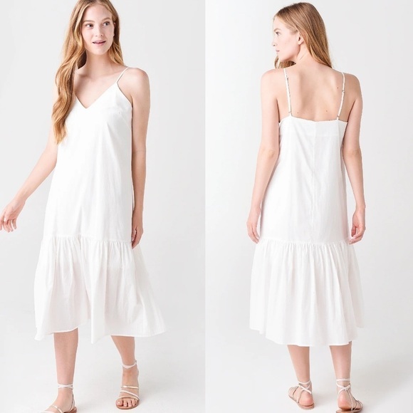 Deluc Dresses & Skirts - NWT Deluc Stephanie ruffle tiered midi dress 100% cotton white size small